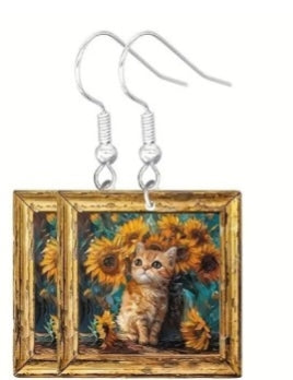 Aretes de arte de gato