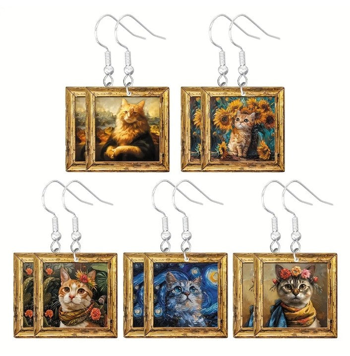 Aretes de arte de gato